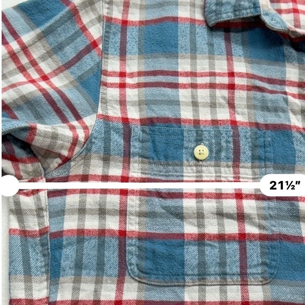 J. Crew Slim Plaid Flannel Button Down Shirt Mens Medium Blue Red